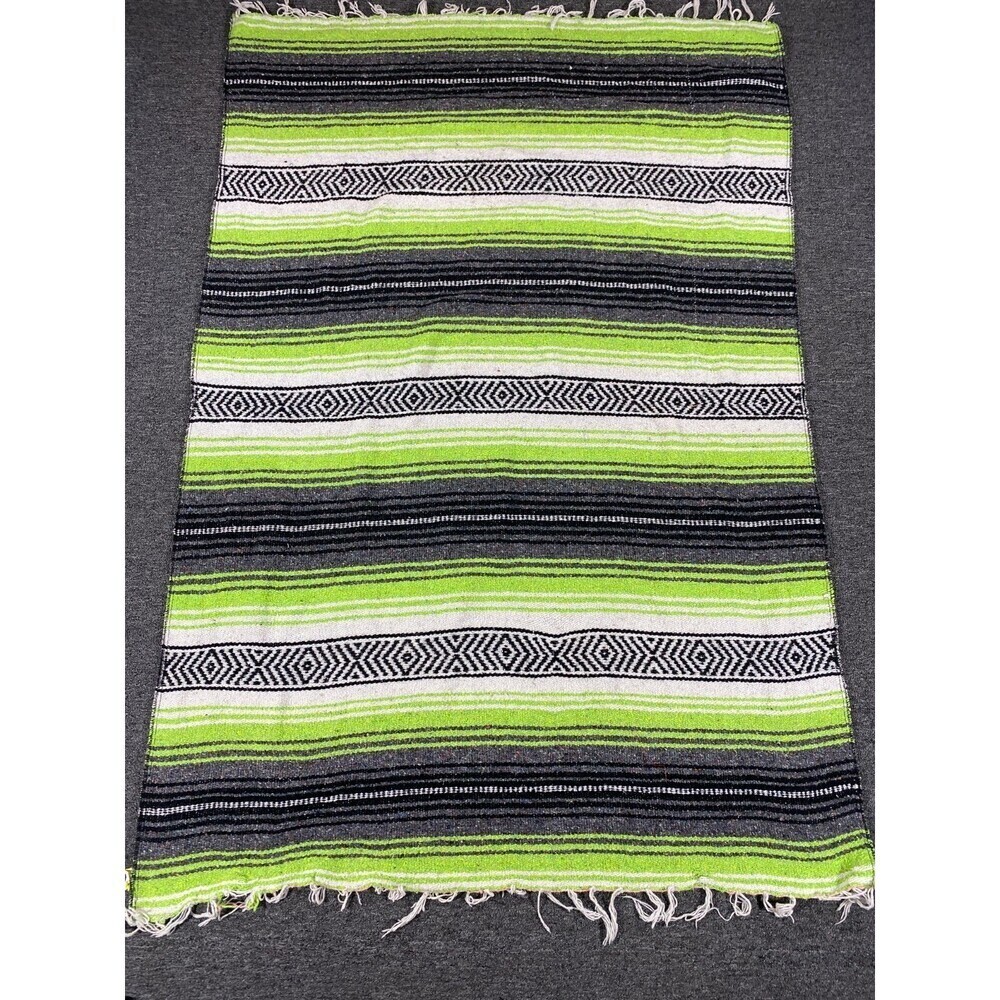 Vintage Navajo Style Hand Made Mexican Blanket with Fringes Frank’s Multicolor